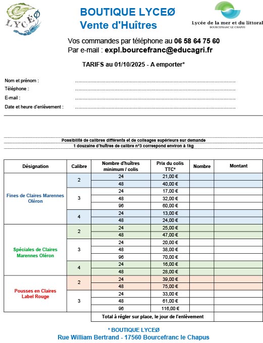 Remise des diplômes lycée de la mer et du littoral 17 Bourcefranc