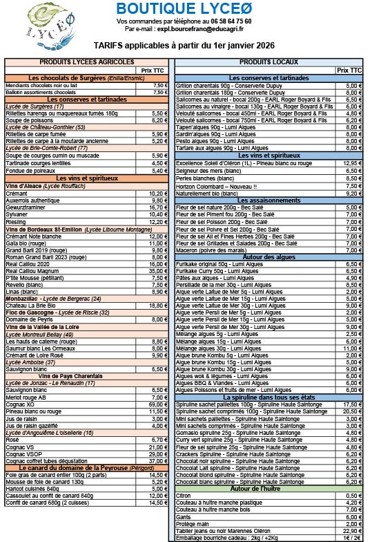 logo de la boutique exploitation lycée de la mer et du littoral bourcefranc