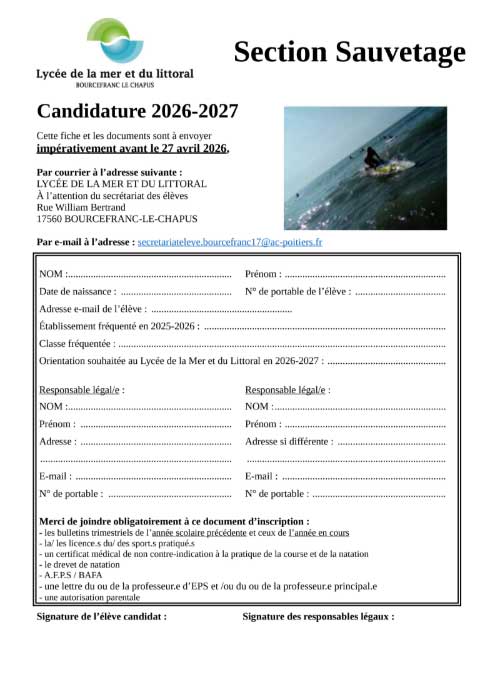contact lycée de la mer et du littoral 17 Bourcefranc